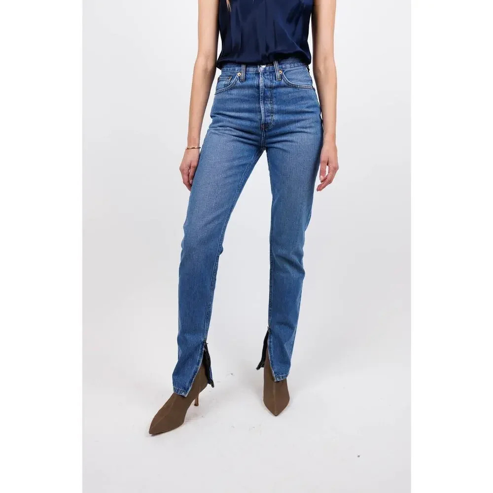 NWT Re/Done Super Rise Drainpipe Atomic Button Fly Jeans Womens 25 Classic Denim